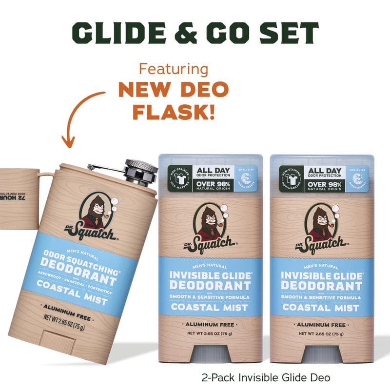 Dr Squatch Glide and Go Travel Deodorant Set for Men