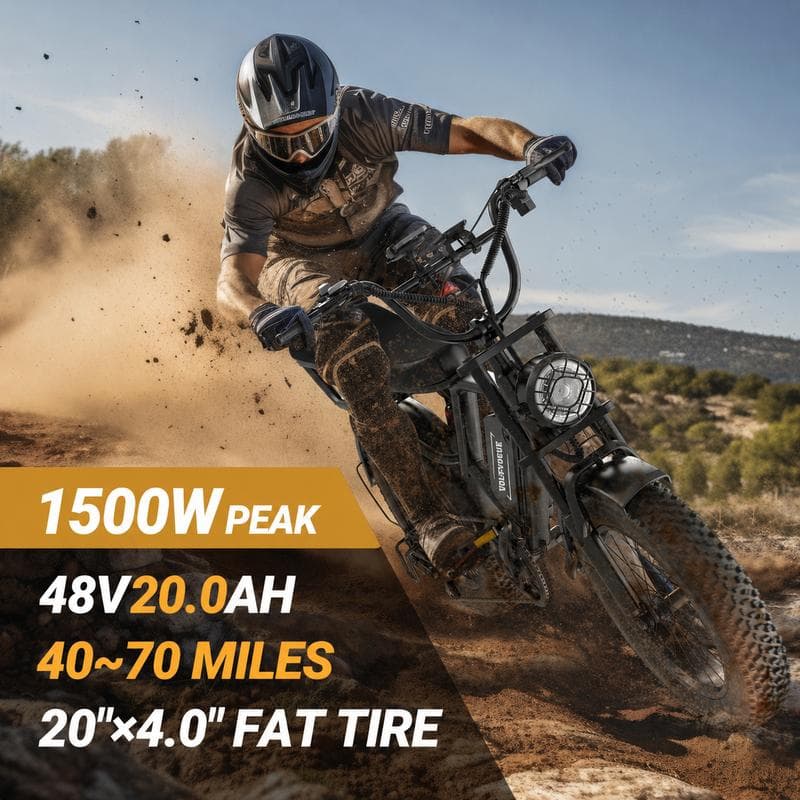Electric Bike 1500W Full Suspension 31MPH 48V Battery