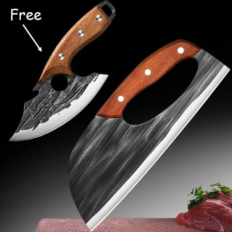 Forged Kitchen Knife Set with Meat Cleaver and Chef Knife BOGO