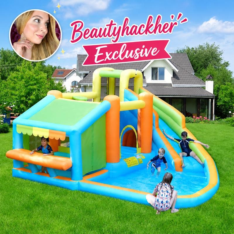 Inflatable Bounce House with Splash Pool and Slide