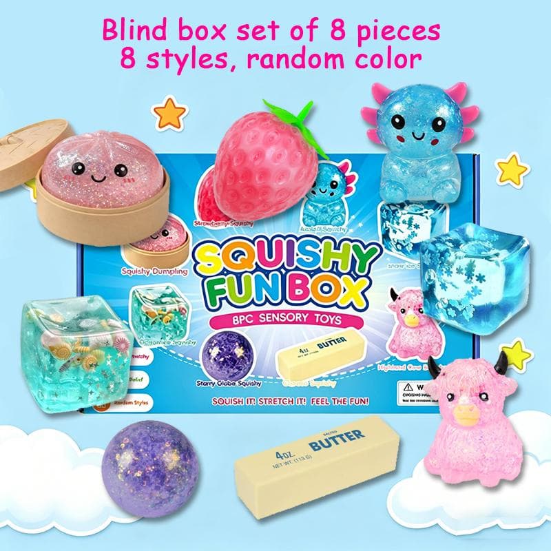 8-Piece Mystery Squishy Blind Box Stress Relief Sensory Toys