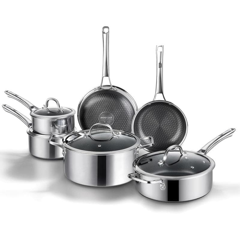 SNOWCLAD 10-Piece Nonstick Stainless Steel Pots and Pans Set