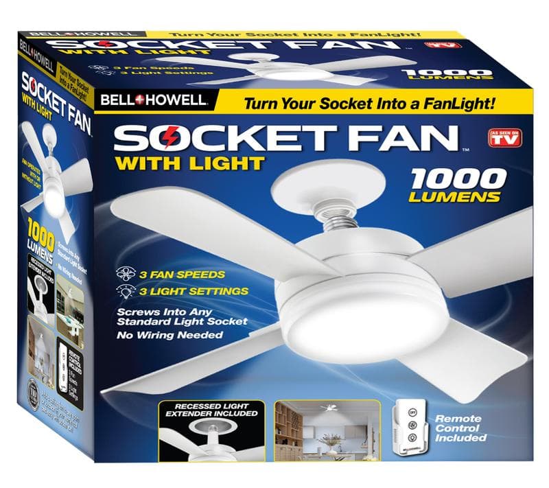 Bell and Howell Socket Breeze Ceiling Fan with LED Light