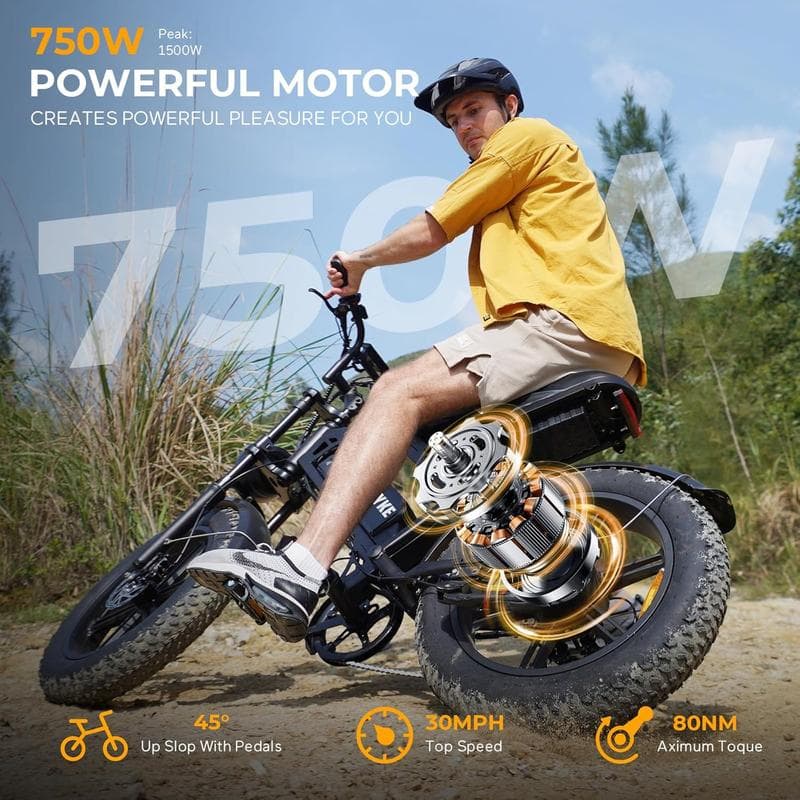 V20 Pro Moped-Style 2000W Electric Bike 34 MPH 100 Mile Range